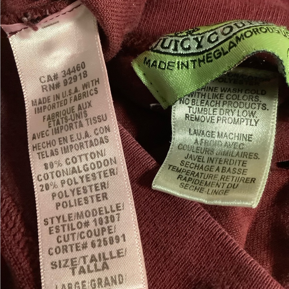 Juicy Couture Y2K Velour Pants 33 x 29 Zip Up Hoodie Tracksuit - Picture 14 of 15